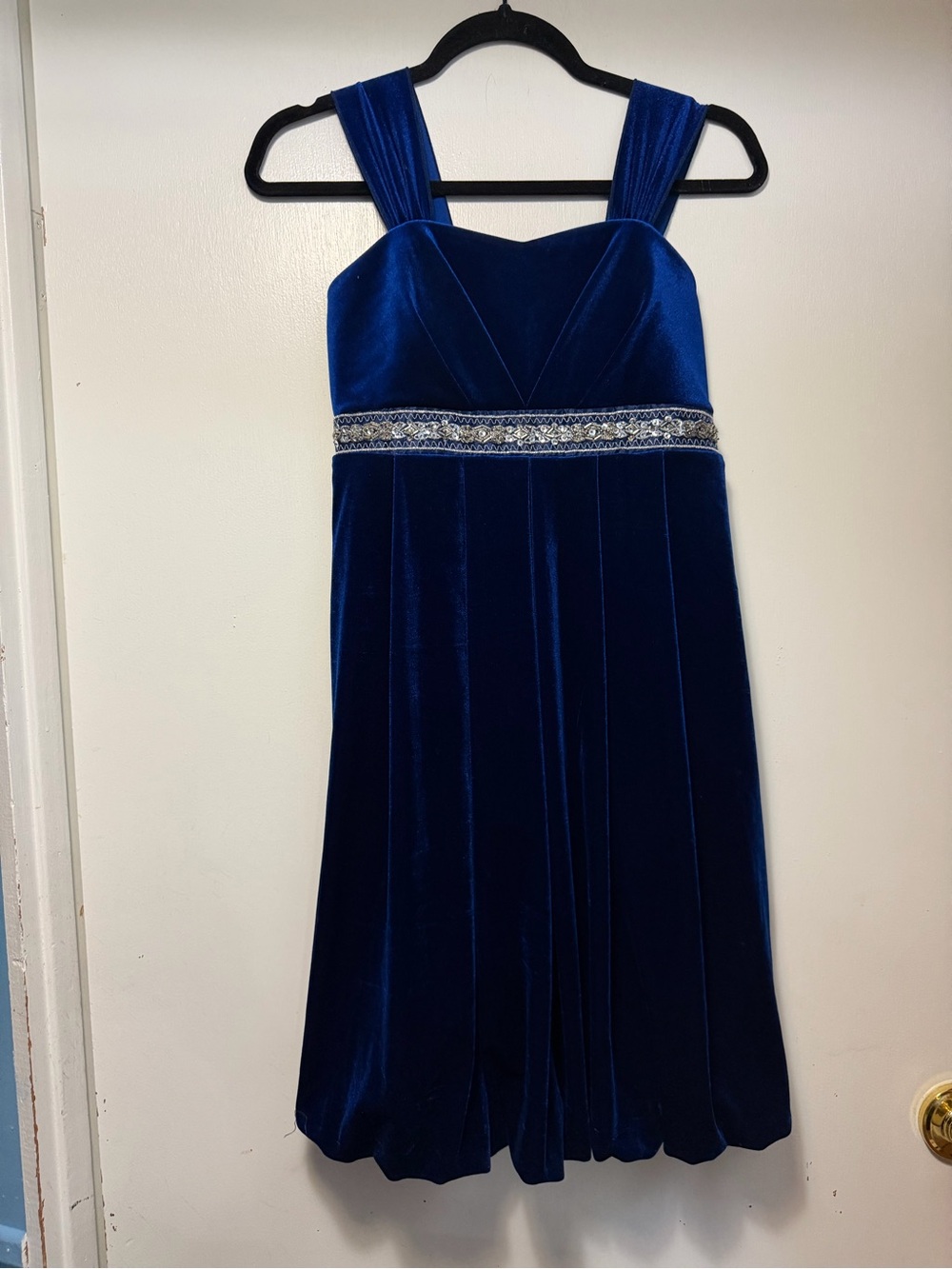 Speechless Royal Blue Velvet Formal Dress with Beaded Waist